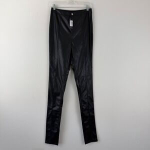 NWT PrettyLittleThing SZ 4 Tall Black Goth Faux Leather Skinny High Waist Pants